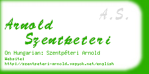 arnold szentpeteri business card